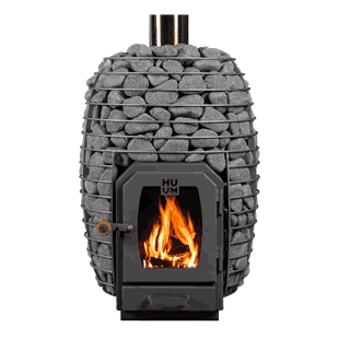 Huum HIVE Wood LS 17kW Badstuovn til 8-16 m3 (kubikkmeter - romvolum) med forlengelse av brennkammeret.